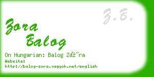 zora balog business card